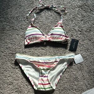 Never worn two piece striped bikini
